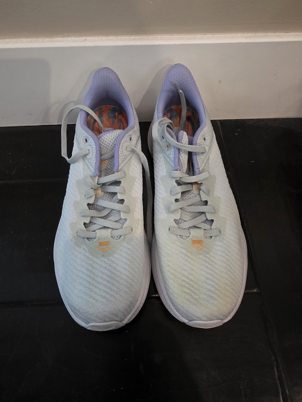 Hoka One One Women's Light Gray Running Shoes with Lavender Accents
